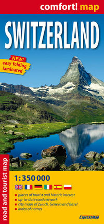 Switzerland laminowana mapa samochodowo-turystyczna 1:350 000