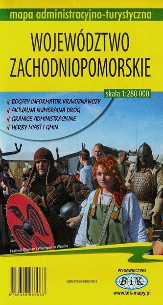 Województwo zachodniopomorskie mapa administracyjno-turystyczna 1:280 000