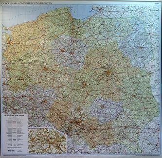 Polska - Mapa administracyjno-drogowa. Ścienna 2015