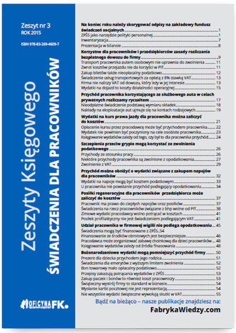 Zeszyty Księgowego Nr 3 Świadczenia dla pracowników