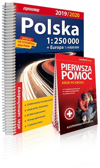 Polska. Atlas samochodowy + Pierwsza pomoc, 1: 250 000