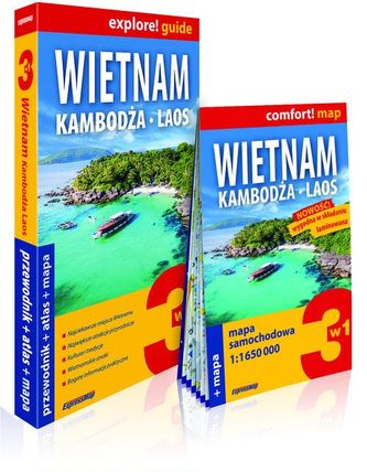 Wietnam, Kambodża, Laos 3w1: przewodnik + atlas + mapa
