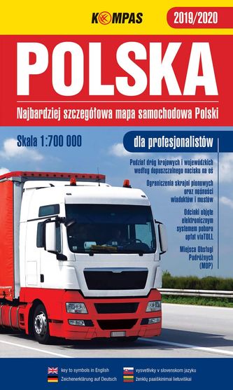 Polska 2019/2020. Najbardziej szczegółowa mapa samochodowa Polski 1:700 000 dla profesjonalistów