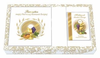 Pamiątka I Komunii Świętej, modlitewnik i torba Pamiątka I Komunii Świętej, modlitewnik i torba