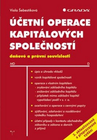 Účetní operace kapitálových společností Účetní operace kapitálových společností