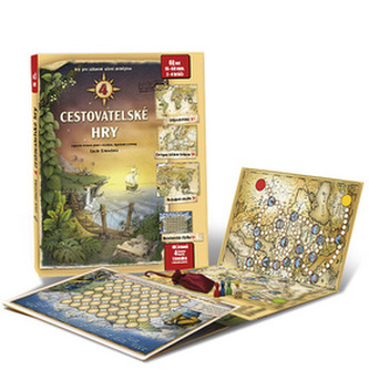 4 cesovatelské hry - Leporelo her s kostkou, figurkami a žetony, pro zábavné učení zeměpisu