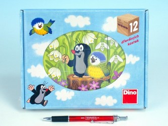 Drevené kocky 12 ks - Krtko a vtáčik