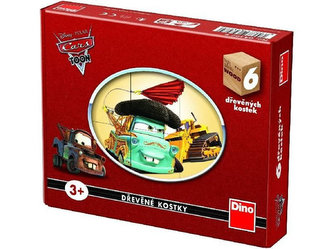 Dřevěné kostky 6 ks - Auta