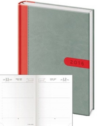 Diář 2016 - Bora A5 denní - šedá/červená