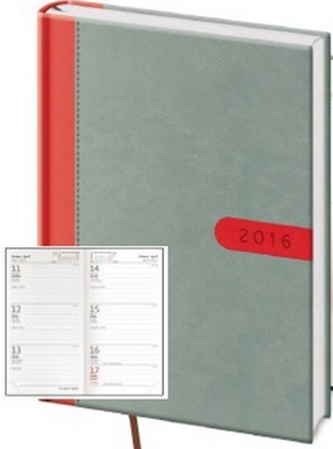 Diář 2016 - Bora kapesní týdenní - šedá/červená