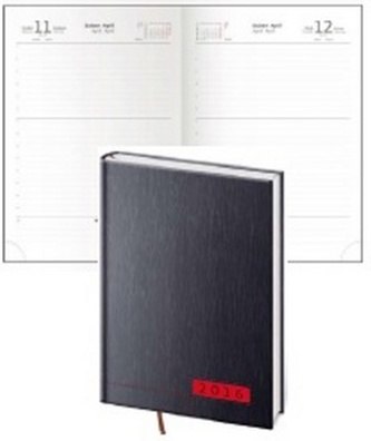 Diář 2016 - Legno A5 denní - černá/červená