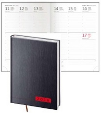 Diář 2016 - Legno A5 týdenní - černá/červená