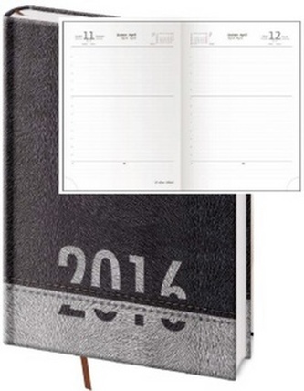 Diář 2016 - Pony A5 denní - černá/šedá
