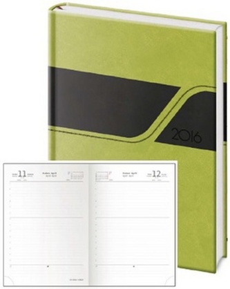 Diář 2016 - Wave A5 denní - zelená/černá