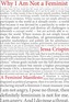 Why I Am Not A Feminist