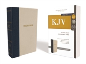 KJV, Reference Bible, Giant Print, Cloth over Board, Blue/Tan, Red Letter Edition, Comfort Print