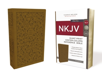 NKJV, Reference Bible, Center-Column Giant Print, Leathersoft, Tan, Red Letter Edition, Comfort Print