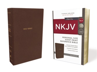 NKJV, Reference Bible, Personal Size Giant Print, Leathersoft, Brown, Red Letter Edition, Comfort Print