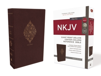 NKJV, Deluxe Reference Bible, Center-Column Giant Print, Leathersoft, Burgundy, Red Letter Edition, Comfort Print