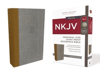 NKJV, Reference Bible, Personal Size Giant Print, Cloth over Board, Tan/Gray, Red Letter Edition, Comfort Print