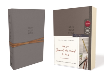 NKJV, Journal the Word Bible, Leathersoft over Board, Gray, Red Letter Edition, Comfort Print