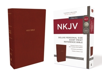 NKJV, Deluxe Reference Bible, Personal Size Giant Print, Leathersoft, Red, Red Letter Edition, Comfort Print