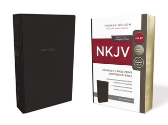 NKJV, Reference Bible, Compact Large Print, Leathersoft, Black, Red Letter Edition, Comfort Print