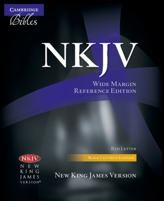 NKJV Wide Margin Reference Bible, Black Calfsplit Leather, Red Letter Text NK744:XRM