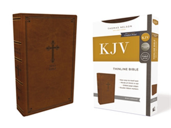 KJV, Thinline Bible, Leathersoft, Brown, Red Letter Edition, Comfort Print