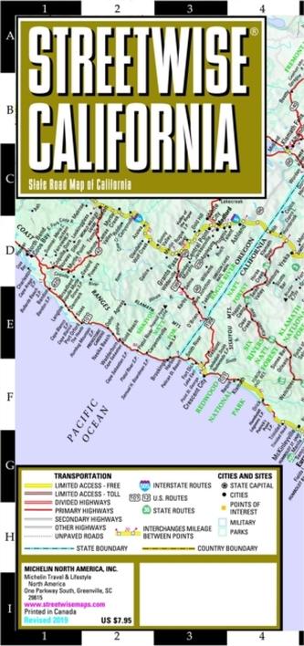 Streetwise Map California - Laminated City Center Street Map of California