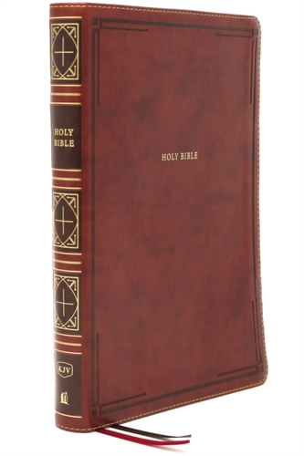 KJV, Thinline Bible, Giant Print, Leathersoft, Brown, Thumb Indexed, Red Letter, Comfort Print