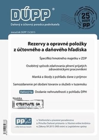 DUPP 15/2015 Rezervy a opravné položky z účtvného a daňového hľadiska