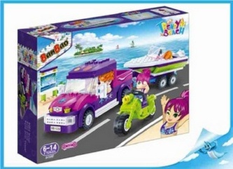 BanBao stavebnice Trendy Beach auto zpětný chod s přívěsem