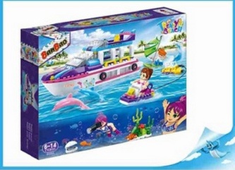 BanBao stavebnice Trendy Beach člun se skútrem