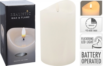 LED svíčka 15x9 cm, bílá s časovačem