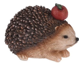 Polyresinový ježek s jabíčkem 7x10,5x7,5 cm