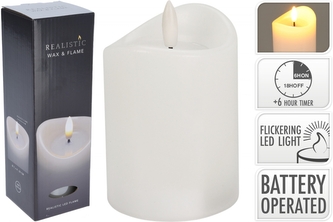 LED svíčka 20x7 cm, bílá s časovačem