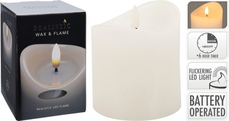 LED svíčka 10x9 cm, bílá s časovačem