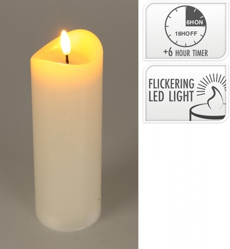 LED svíčka 15x7 cm s časovačem, barva slonová kost