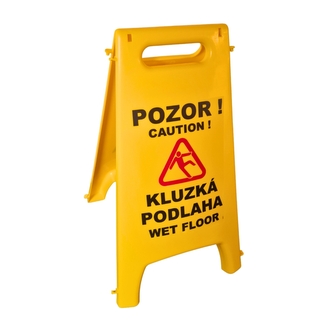 Výstražná cedule Pozor mokrá podlaha česko-anglická