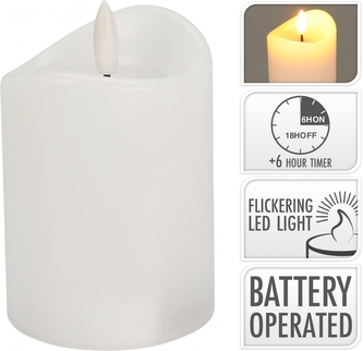 LED svíčka 10x7 cm, bílá s časovačem