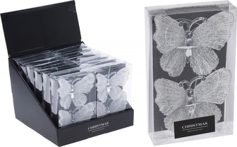 Závěsná dekorace motýl čirý s/2