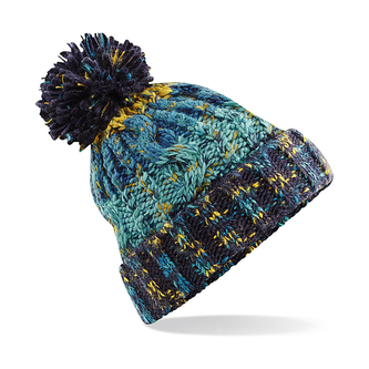 Čepice s bambulí Beechfield Corkscrew Beanie - modrá-navy