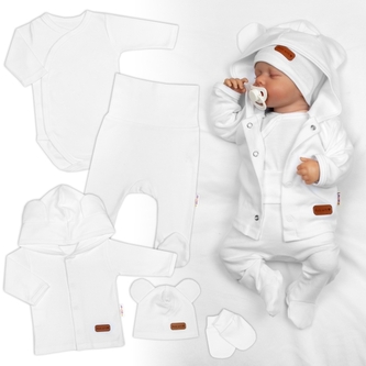 Bavlněná souprava pro miminko do porodnice 5D, Made with love, bílá; 50 (0-1m)