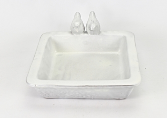 Keramické pítko pro ptáčky Momo bílé 10,5x29x25 cm II. jakost