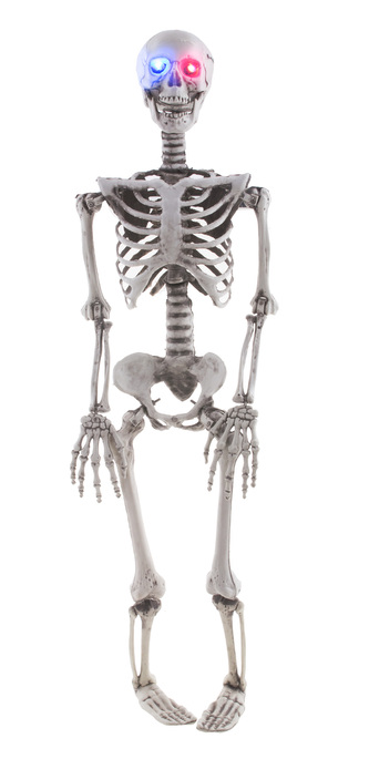 Halloween závěsná kostra se svítícíma očima, 89 cm