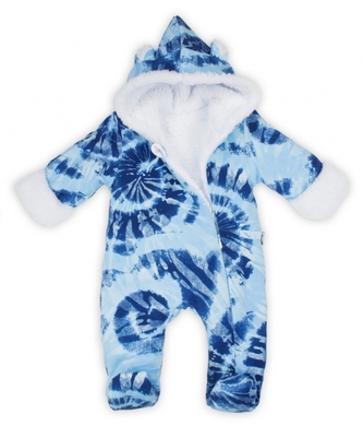 Oteplený kojenecký overal/kombinéza s kapucí, Frosty, modrá/bílá; 56 (1-2m)