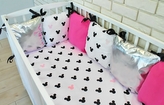 Baby Nellys Polštářkový mantinel s povlečením Shine - Mickey, růžová; 120x90