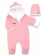 Oteplený kojenecký overal/kombinéza s kapucí + čepička, Be Free, světle růžová/bílá; 56 (1-2m)