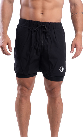 BrainMax pánské 2v1 kraťasy, černé